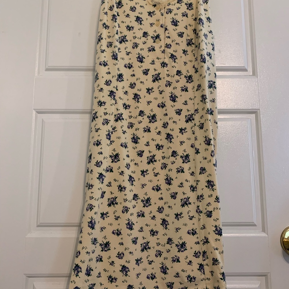 Victoria's Secret Cream and Blue Floral Chemise